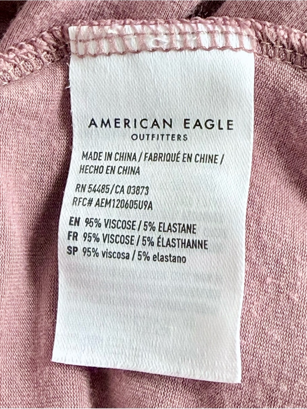 American Eagle Soft & Sexy Dusty Rose Smocked Hem Tie-Front Long Sleeve Top - Picture 5 of 5